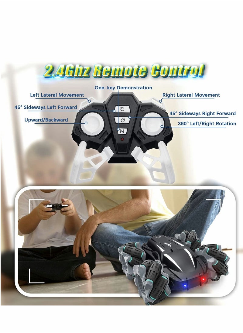 SYOSI Stunt car Remote Control Car, Car Toy Double Sided Stunt Car 360° Rotation and Driftn All Terrain Remote Car with Headlights Cars Toys Gifts  - Image 2