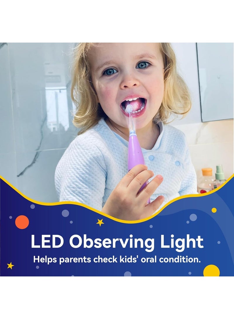 Seago Kids Electric Toothbrushes, Toddler Electric Toothbrush with Colorful Light, 8 Soft Toothbrush Heads, Cute Animal Stickers, Once Full Charger for 60 Days, for Childrens Boys Girls, SG-2159(Pink) - Image 3