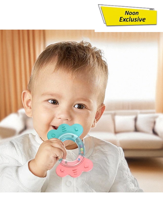 COGNIKIDS مجموعة ألعاب عضاضة ورنين للأطفال 6 قطع | أجراس حيوانات ناعمة خالية من BPA للأطفال من 3 أشهر وما فوق | ألعاب عضاضة للتعلم الحسي المبكر للمواليد والأطفال الصغار | هدية آمنة وملونة للأطفال - Image 1