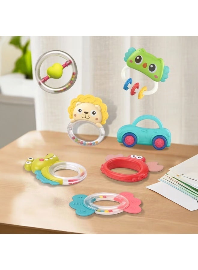 COGNIKIDS مجموعة ألعاب عضاضة ورنين للأطفال 6 قطع | أجراس حيوانات ناعمة خالية من BPA للأطفال من 3 أشهر وما فوق | ألعاب عضاضة للتعلم الحسي المبكر للمواليد والأطفال الصغار | هدية آمنة وملونة للأطفال - Image 2
