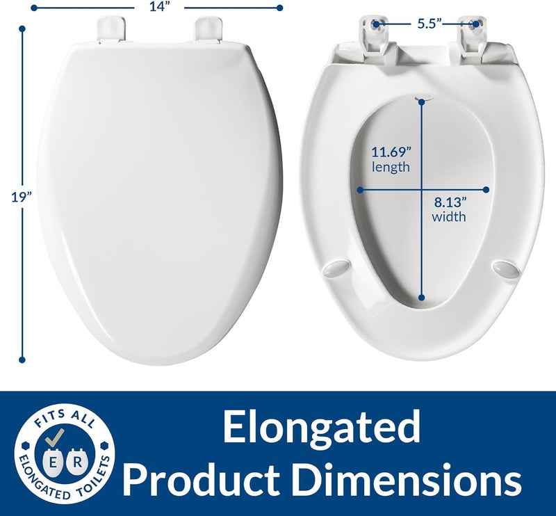 Bemis 7900TDGSL Commercial Heavy Duty Closed Front Toilet Seat with Cover, Industrial No Slam Seat with Secure Installation, Made in USA, Elongated, White - Image 3