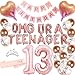 DUFACAI 13th Birthday Decorations Thirteen Teenager Birthday OMG UR A Teenager Balloons 13th Birthday Tiara Sash Happy Birthday Banner for 13 Year Old Teen Girls Birthday Party Supplies Rose gold - Image 2