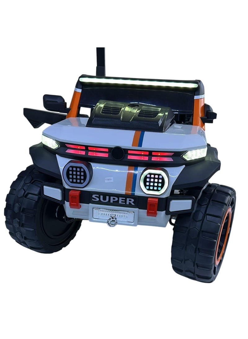 سوبر سيارة جيب كهربائية للأطفال - بطارية ١٢ فولت، مقعد مزدوج، محركات دفع رباعي، جهاز تحكم عن بعد - Image 1