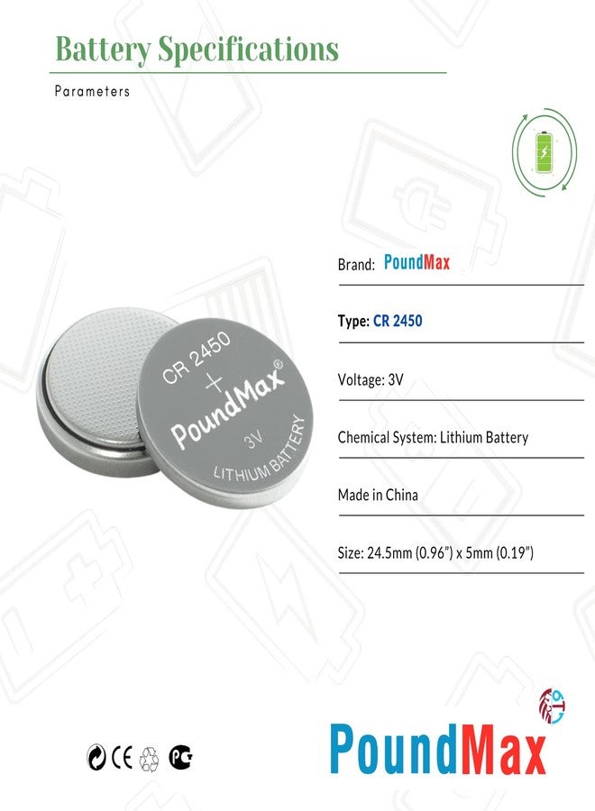 PoundMax 5 x 2450 CR2450 DL2450 3V Lithium Coin Cell Batteries - Image 5