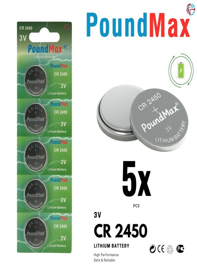 PoundMax 5 x 2450 CR2450 DL2450 3V Lithium Coin Cell Batteries - Image 2