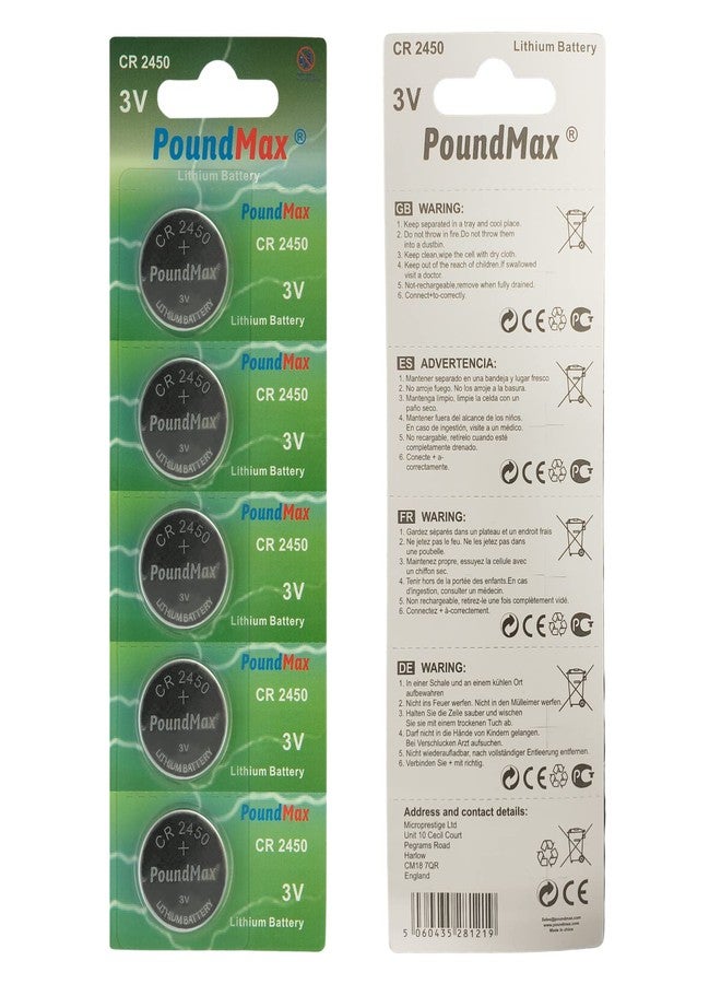 PoundMax 5 x 2450 CR2450 DL2450 3V Lithium Coin Cell Batteries - Image 1