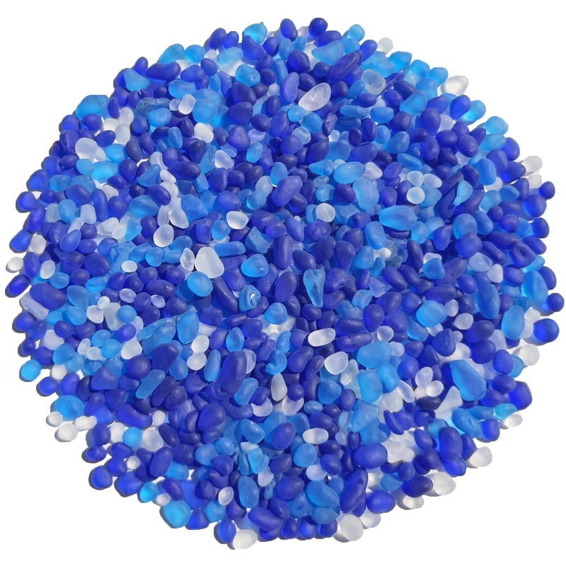 QYGL Sea Glass Stones 09LB Frosted Glass Pebbles Gemstones Perfect for Aquarium Rocks Fish Tank Gravel Vase Fillers DIY Crafts and Home Decor Cobalt Blue Aquamarine White - Image 2