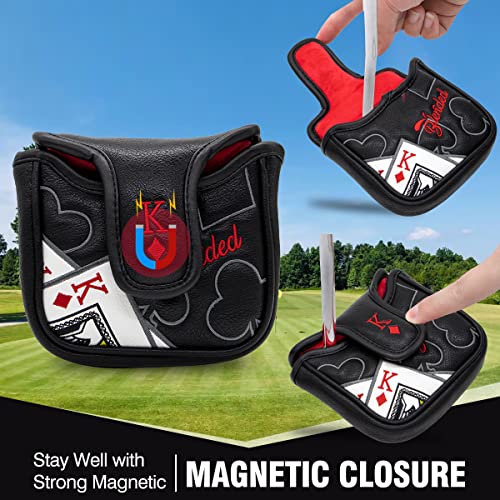 BAIRBRE Golf Putter Covers Mallet Putter Headcover Poker Diamond King Mallet Putter Cover with Magnetic Closure Golf Headcover for Most Brands - Image 3