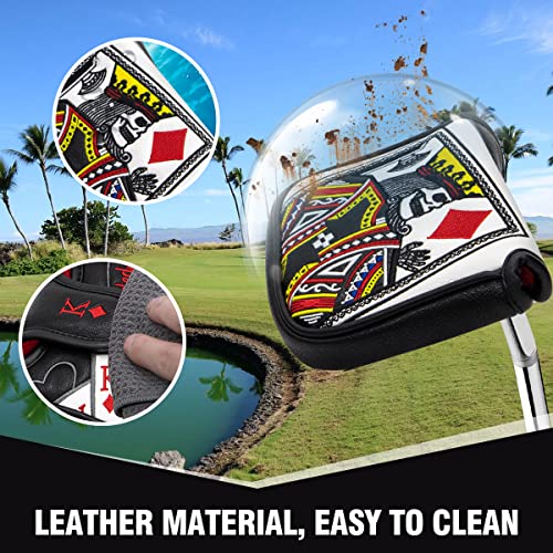 BAIRBRE Golf Putter Covers Mallet Putter Headcover Poker Diamond King Mallet Putter Cover with Magnetic Closure Golf Headcover for Most Brands - Image 4