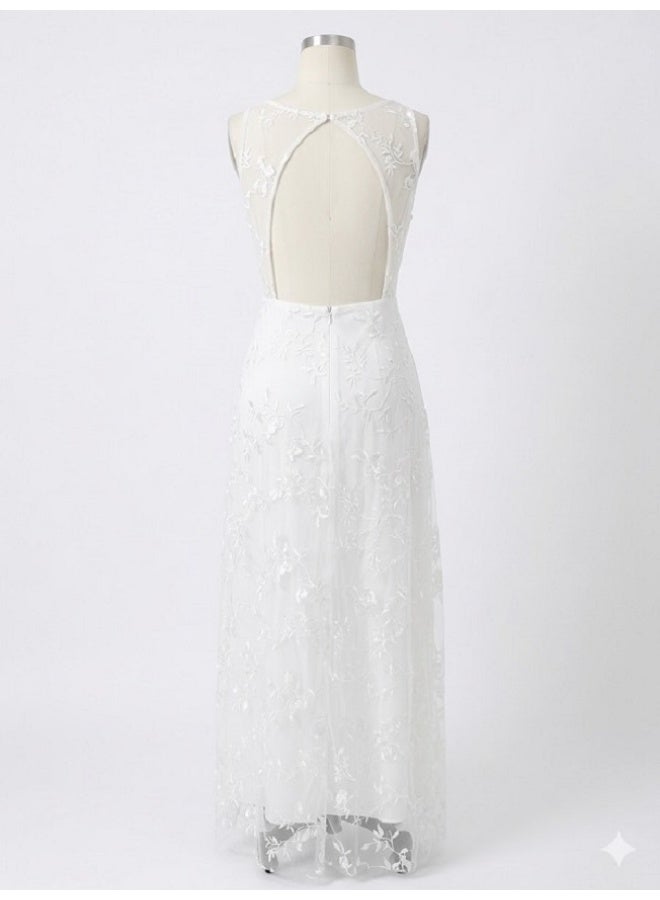 ناكسوس فستان زفاف بفتحة صدر عميقة من الدانتيل الزهري والتول - Image 5