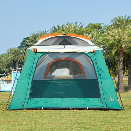 KTT Extra Large Tent 10 Person,Family Cabin Tents,2 Rooms,3 Doors and 3 Windows with Mesh,Straight Wall,Waterproof,Double Layer,Big Tent for Outdoor,Picnic,Camping,Family Gathering(Green) - Image 4