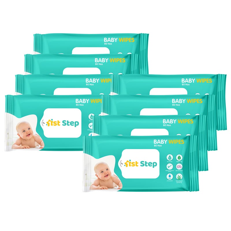 1st Step Baby Wet Wipes Enriched With Aloe-Vera And Jojoba Oil (80Pcs, Pack Of 8) - Image 5