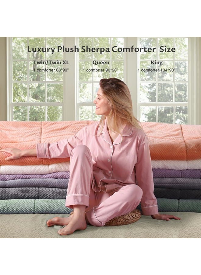 KASENTEX Luxury Plush Sherpa Comforter Queen Size, Ultra Soft Cozy Reversible Faux Fur Machine Washable Bedding, Cloud Blue - Image 4