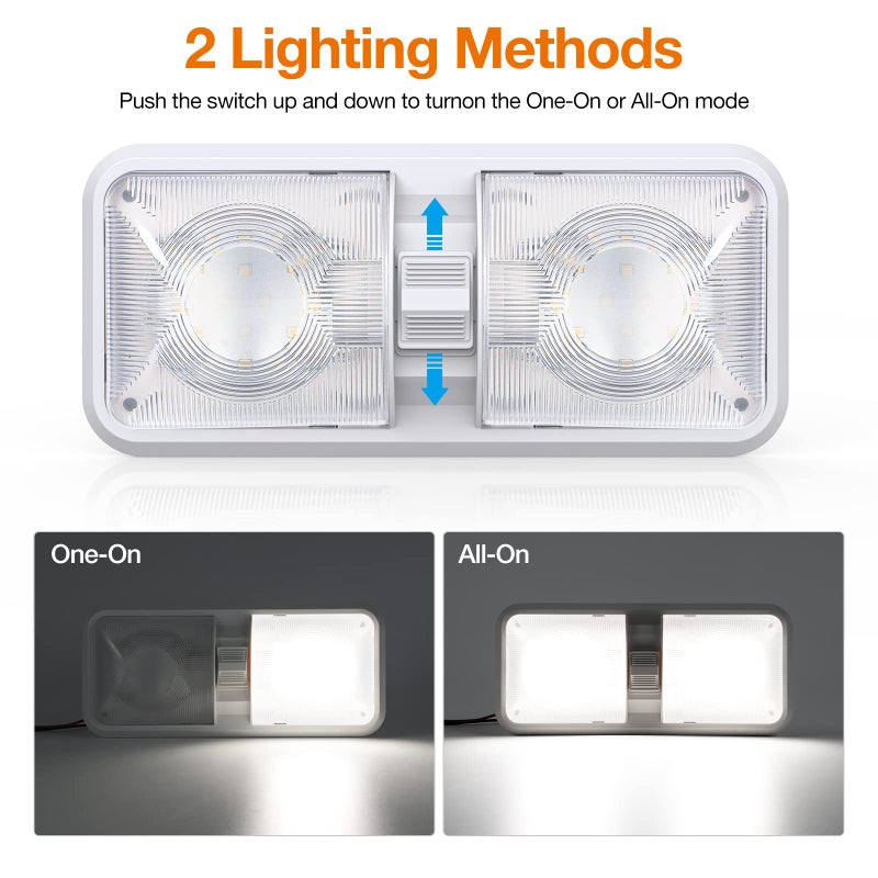 Aaleds RV Lights Interior, 12 Volt Led Lights 1000LM, Camper Lights 8W, RV Led Lights Interior Fixtures 12V, RV Ceiling Dome Light with Switch for RV/Camper/Trailer/Boat/Car (Natural White, 4Pack). - Image 2