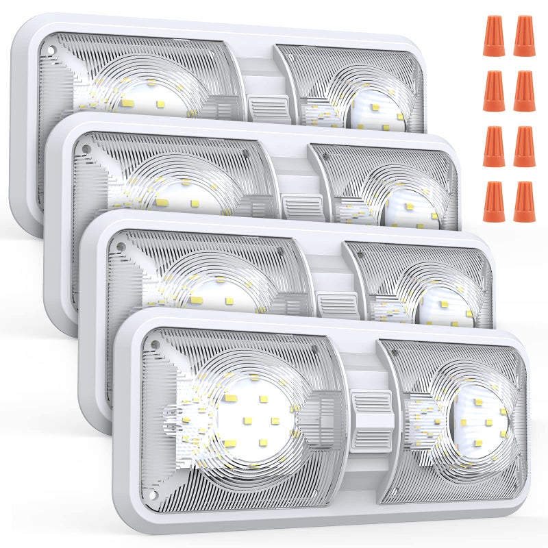 Aaleds RV Lights Interior, 12 Volt Led Lights 1000LM, Camper Lights 8W, RV Led Lights Interior Fixtures 12V, RV Ceiling Dome Light with Switch for RV/Camper/Trailer/Boat/Car (Natural White, 4Pack). - Image 1
