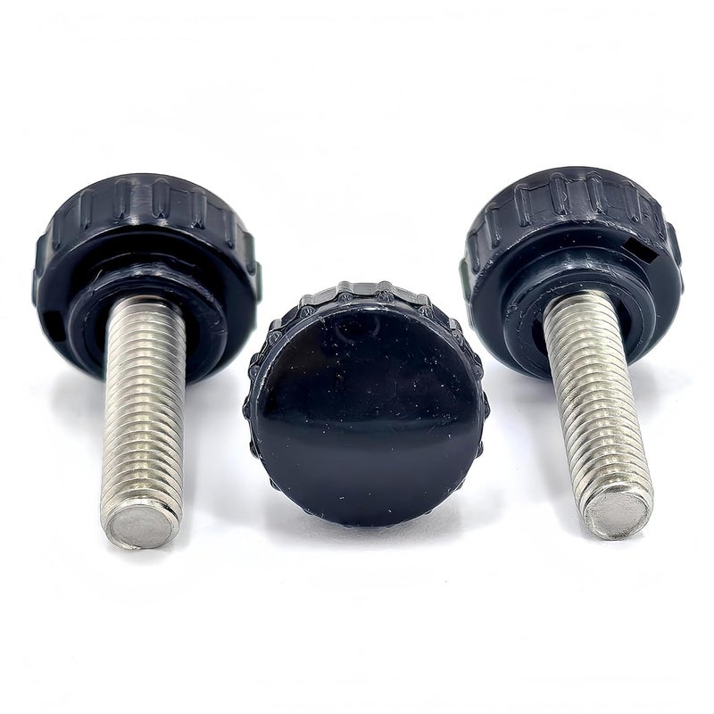 heyday M6x20mm 304 Stainless Steel Threaded Knurled Thumbscrew Screw on Knobs Grips Black Round Clamping Screw, Black(20 Pcs) - Image 4