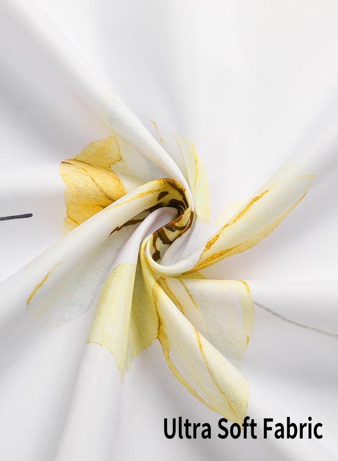 QiyI Flower Shower Curtain with Snap in Liner, Blue and Yellow Watercolor Floral Cloth Bath Curtains, No Hook Shower Curtains with Mesh Top Window, Fabric Waterproof Bathroom Curtain Set, 72 x 75 Inch - Image 5