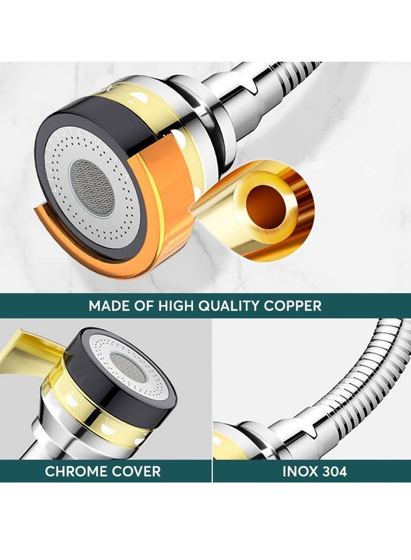 SYOSI Faucet Sprayer Attachment Kitchen Faucet Spray Head Solid Brass and Stainless Steel 360 Degree Rotatable Aerator 3 Flow Mode Adjustable High Pressure Booster Anti-Splash Water Saving Faucet - Image 3
