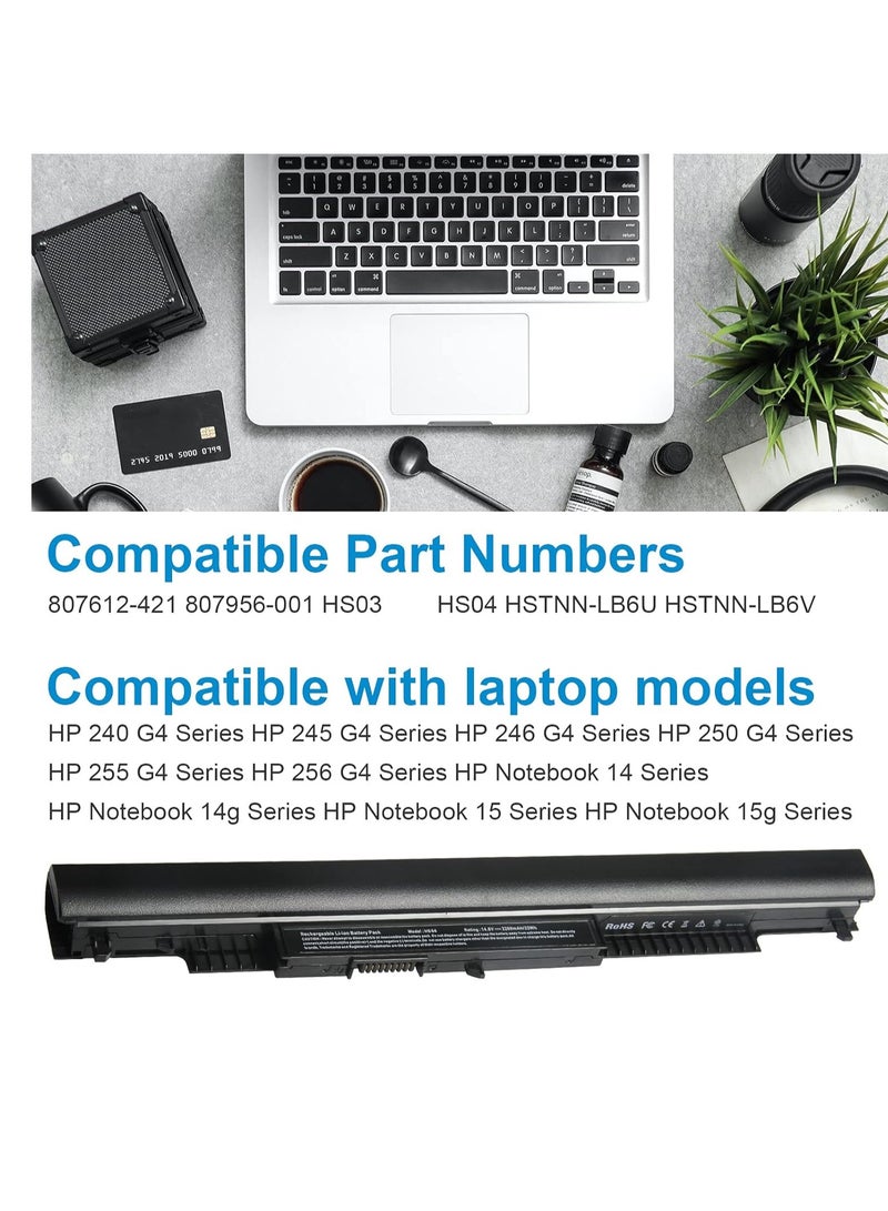 Asuncell HP HS03 HS04 Laptop Battery for 240 G4 245 246 250 255 256 Notebook Series 14 14g 15 807612-421 807956-001 H. STNN N -LB6U HSTNN-LB6V Warranty and Support, 14.8V  - Image 2