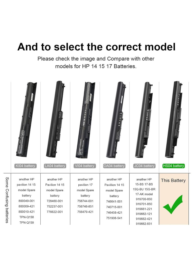 Asuncell HP HS03 HS04 Laptop Battery for 240 G4 245 246 250 255 256 Notebook Series 14 14g 15 807612-421 807956-001 H. STNN N -LB6U HSTNN-LB6V Warranty and Support, 14.8V  - Image 3