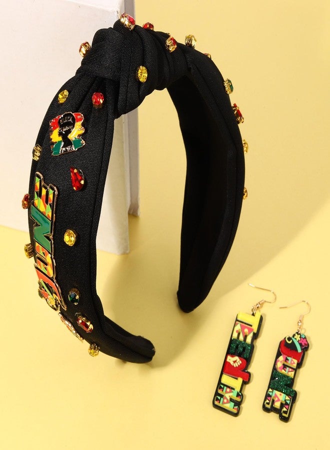 PHALIN African Juneteenth Headband for Women Africa Map Black Women Knotted Headbands Afro Queen Power Fist Headband Black History African Hair Accessories Outfits Party Gifts - Image 3