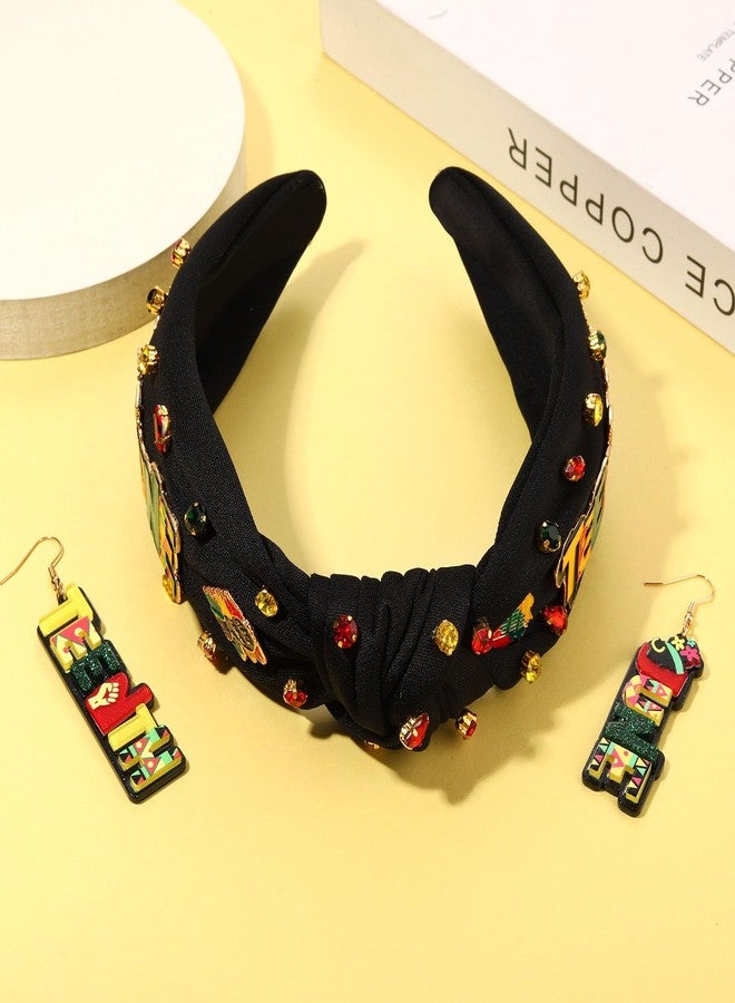 PHALIN African Juneteenth Headband for Women Africa Map Black Women Knotted Headbands Afro Queen Power Fist Headband Black History African Hair Accessories Outfits Party Gifts - Image 4