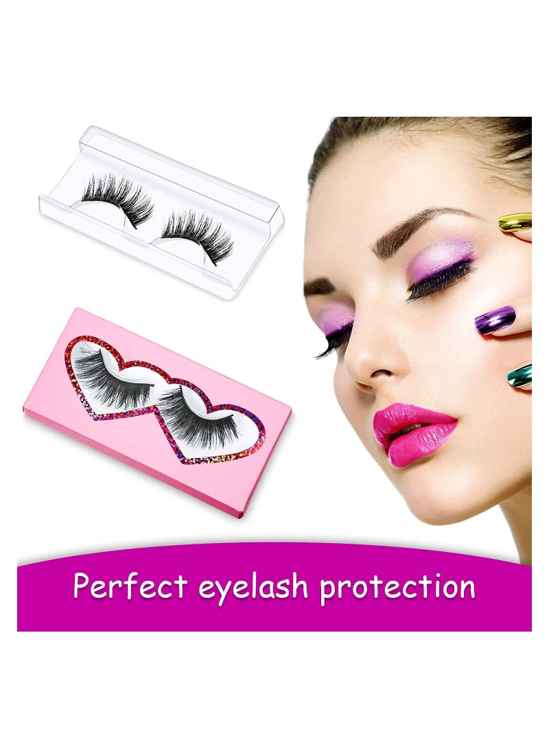 30 Pcs Empty Eyelashes Packaging Box and Tray, 30 Pieces Empty Eyelash Boxes Lash Box Packaging Empty Lash Box with 30 Pieces Empty Eyelash Tray False Eyelashes Storage Box Lid Tray (Pink)