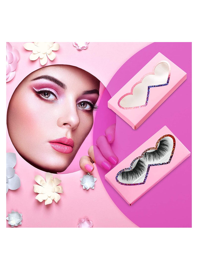 30 Pcs Empty Eyelashes Packaging Box and Tray, 30 Pieces Empty Eyelash Boxes Lash Box Packaging Empty Lash Box with 30 Pieces Empty Eyelash Tray False Eyelashes Storage Box Lid Tray (Pink)