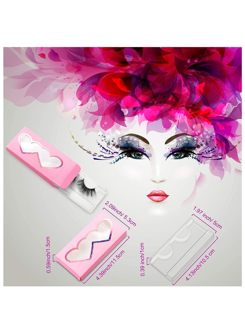 30 Pcs Empty Eyelashes Packaging Box and Tray, 30 Pieces Empty Eyelash Boxes Lash Box Packaging Empty Lash Box with 30 Pieces Empty Eyelash Tray False Eyelashes Storage Box Lid Tray (Pink)
