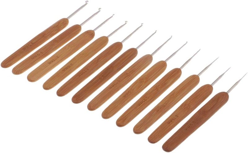 كلاراكو مجموعة من 12 إبرة كروشيه من الخيزران بأحجام متنوعة: 0.5 مم / 0.75 مم / 1.0 مم / 1.25 مم / 1.5 مم / 1.75 مم / 2.0 مم / 2.25 مم / 2.5 مم / 2.75 مم / 3.0 مم / 3.5 مم - Image 1
