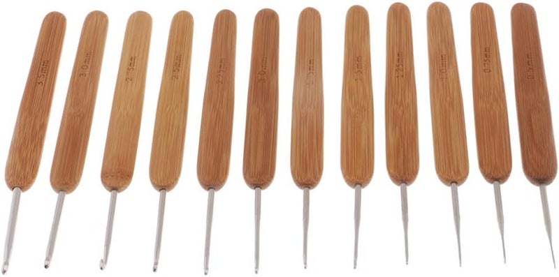 كلاراكو مجموعة من 12 إبرة كروشيه من الخيزران بأحجام متنوعة: 0.5 مم / 0.75 مم / 1.0 مم / 1.25 مم / 1.5 مم / 1.75 مم / 2.0 مم / 2.25 مم / 2.5 مم / 2.75 مم / 3.0 مم / 3.5 مم - Image 3