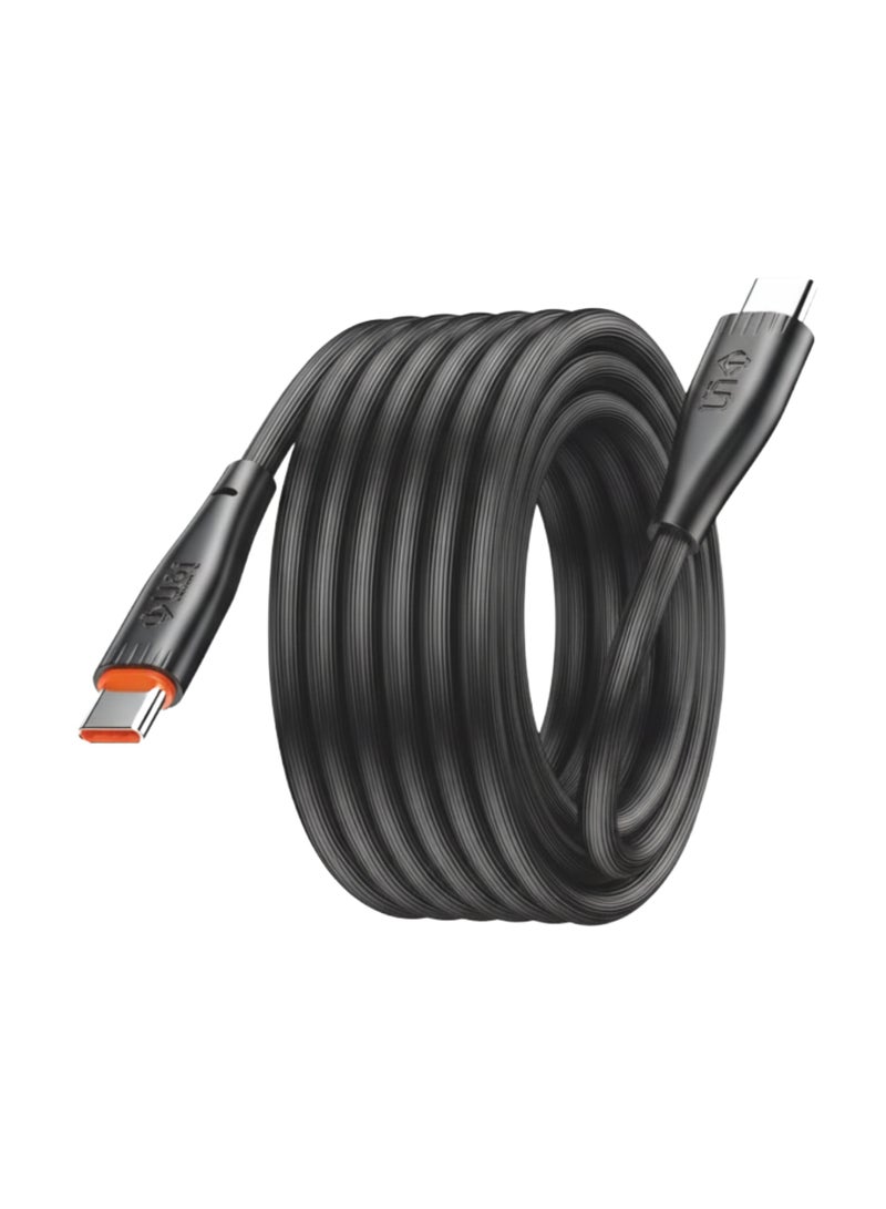 يو اند اي كابل شحن سريع U&i USB-C إلى USB-C بقوة 120 واط | مضفر بالنايلون، يدعم تقنية توصيل الطاقة (PD) | سلك أسود لنقل البيانات وشحن ايفون 17/16/15 برو ماكس، سامسونج جالكسي S25/S24 الترا، وماك بوك - Image 1