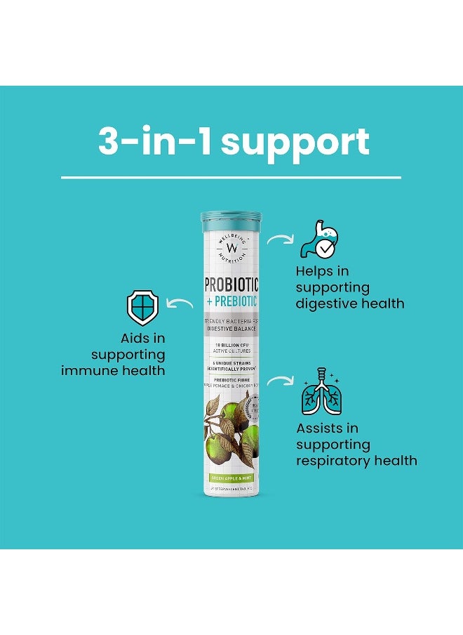 WELLBEING NUTRITION - Daily Probiotics Prebiotics Supplement For Men And Women 21 Effervescent Tabs - Image 1