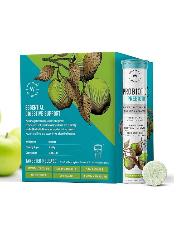 WELLBEING NUTRITION - Daily Probiotics Prebiotics Supplement For Men And Women 21 Effervescent Tabs - Image 1