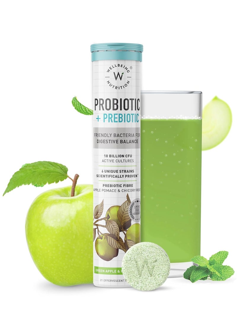 WELLBEING NUTRITION - Daily Probiotics Prebiotics Supplement For Men And Women 21 Effervescent Tabs - Image 1