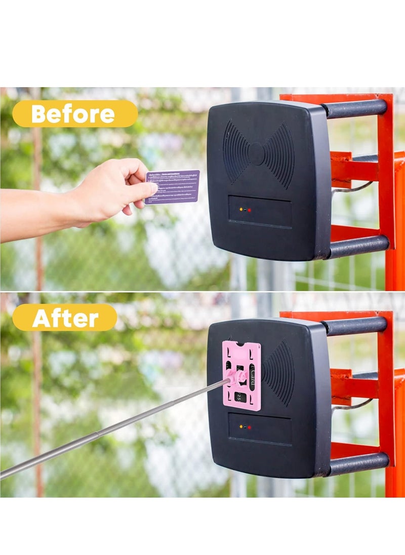 RATSAW - Telescopic Rod Card Holder Professional Parking Payment Tool Reacher Grabber Tool Toll Swiping for Vehicle Parking Pink - Image 1