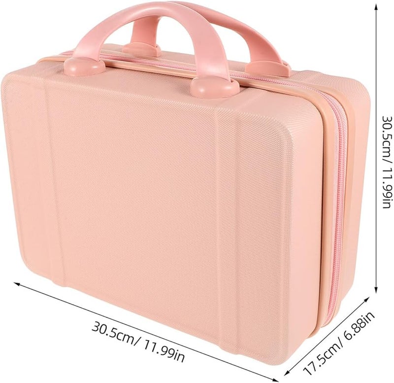 Pink Mini Suitcase Travel Cosmetic Case 14 Inch Lightweight Makeup Organizer For Women - Image 3