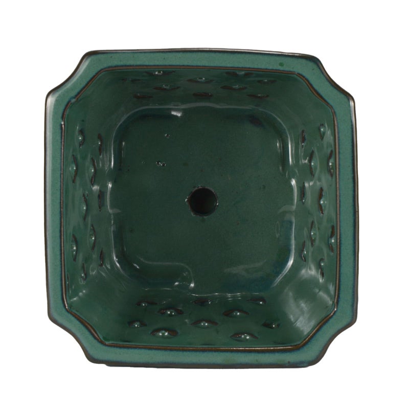 w w W&W Orchid Pot with Holes and Saucer for Repotting, Green, 7" - Image 5