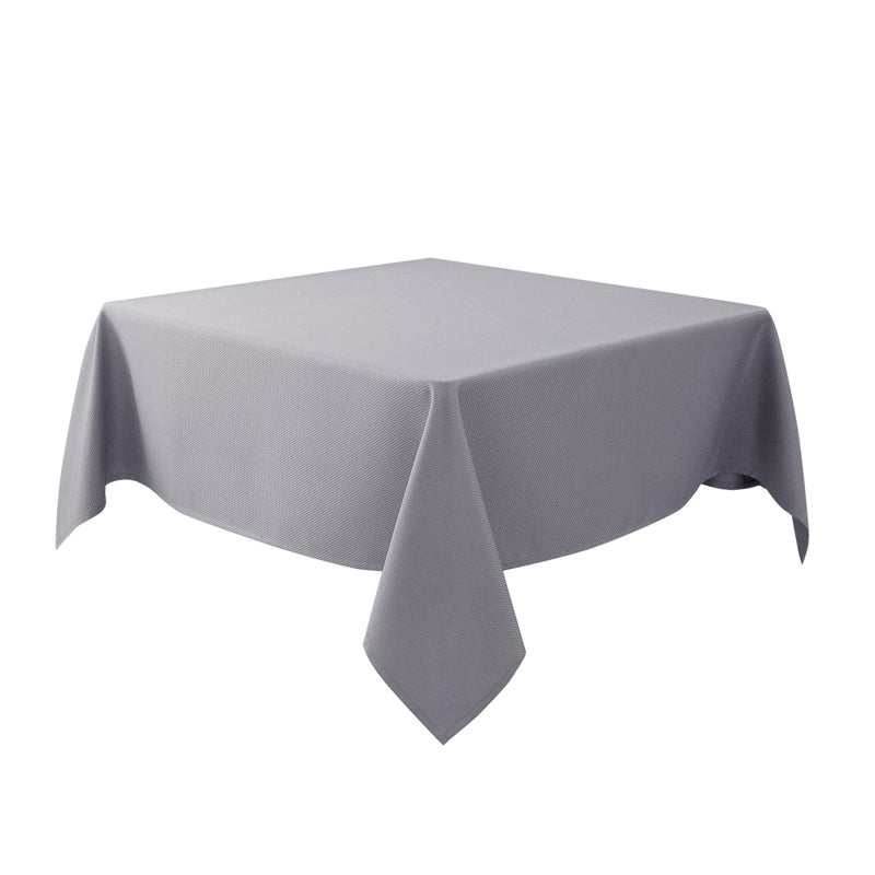 Biscaynebay Textured Fabric Square Tablecloths 54x54 Inches Silver Grey Water Resistant Spill Proof Table Cloth Washable Small Card Folding Table Covers for Dining Kitchen Wedding and Parties
