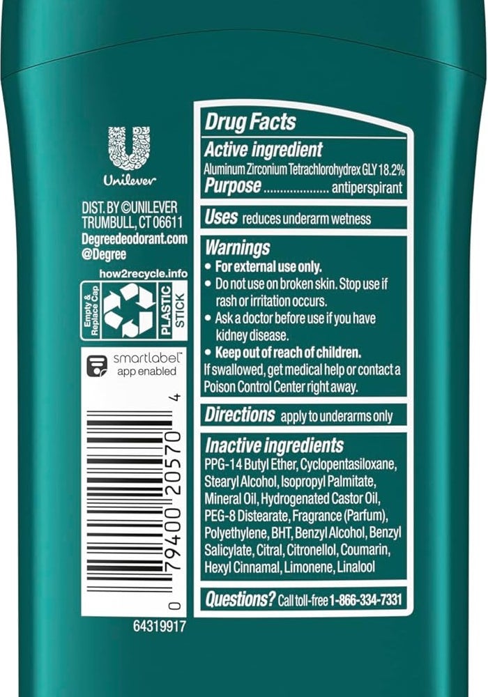 Degree Men Antiperspirant Deodorant Stick Cool Comfort 48 Hour Protection, Pack of 6 - Image 2