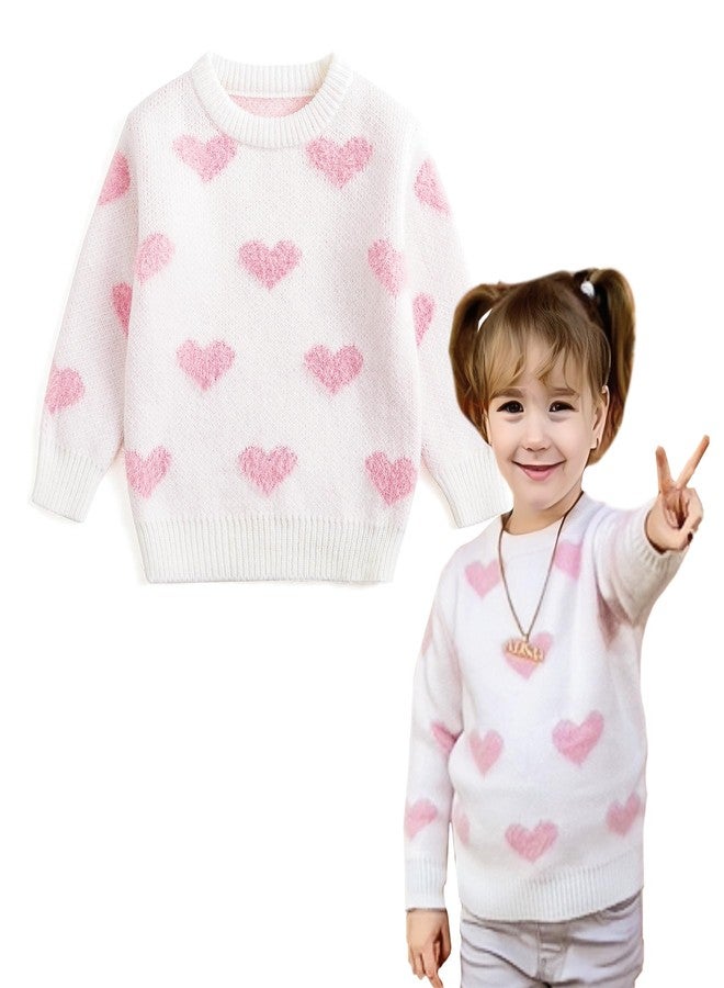 Curipeer Baby Girls Cute Heart-Print Pullover Sweater Turtleneck Longsleeve Thick Warm Knitted Sweater for Baby Girls 4-5T - Image 1