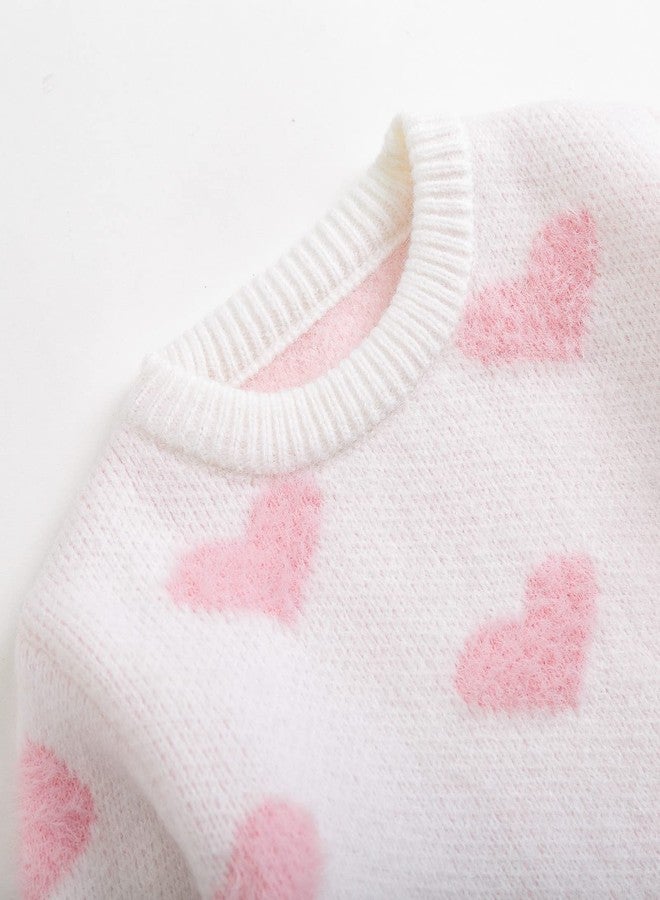 Curipeer Baby Girls Cute Heart-Print Pullover Sweater Turtleneck Longsleeve Thick Warm Knitted Sweater for Baby Girls 4-5T - Image 4
