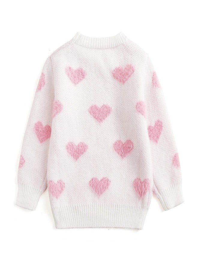 Curipeer Baby Girls Cute Heart-Print Pullover Sweater Turtleneck Longsleeve Thick Warm Knitted Sweater for Baby Girls 4-5T - Image 3