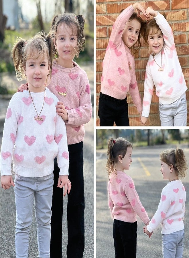 Curipeer Baby Girls Cute Heart-Print Pullover Sweater Turtleneck Longsleeve Thick Warm Knitted Sweater for Baby Girls 4-5T - Image 2