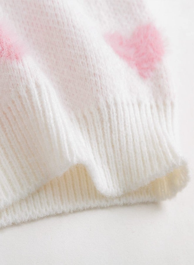 Curipeer Baby Girls Cute Heart-Print Pullover Sweater Turtleneck Longsleeve Thick Warm Knitted Sweater for Baby Girls 4-5T - Image 5