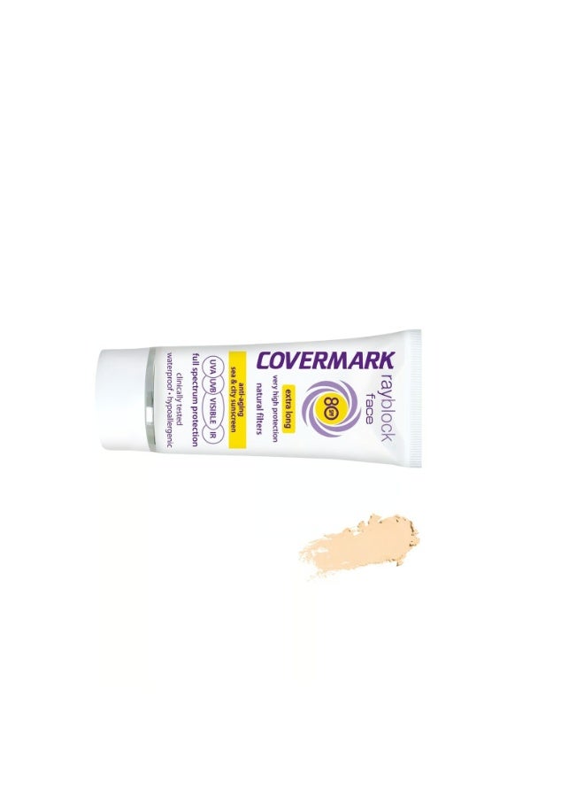 Covermark Rayblock Face Tinted Cream Anti-Aging Sunscreen SPF80 Light Beige 50ml - Image 3