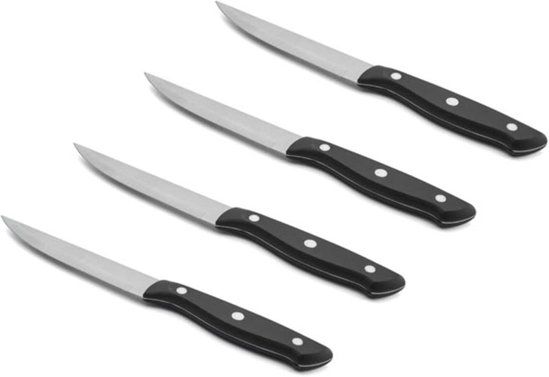 Farberware Triple-Riveted 4-Piece Steak Knife Set, High-Carbon Stainless Steel, Razor-Sharp Knives, Kitchen Knives, Set of 4, Black - Image 2