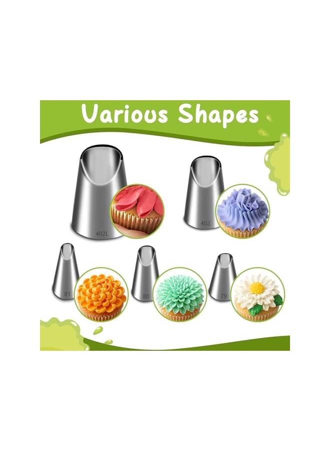 S-TOP Rose Flower Piping Tips Set, Stainless Steel Chrysanthemum Nozzles, Crinkle Cream Laminating Nozzle Cupcake Pastry Tool For Decorating Cake Tulip Pastry Nozzle Baking Forms Pastry (5 Pieces) - Image 4
