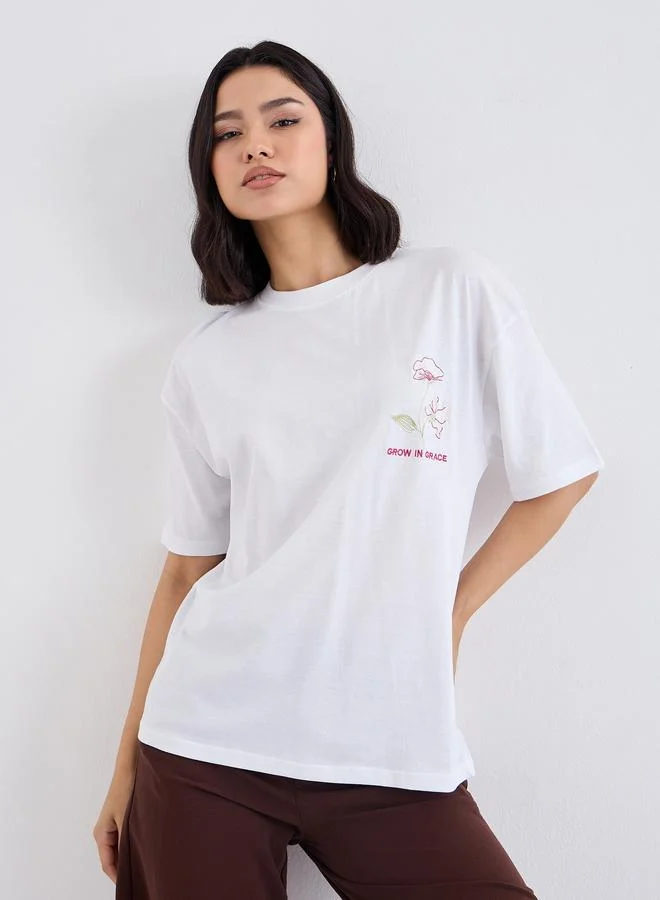 Styli Styli Women White Exaggerated Shoulder Oversized T-Shirt