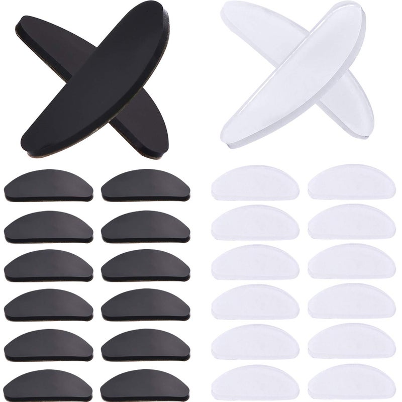 TOODOO TOODOO 18 Pairs Eyeglasses Nose Pads Glasses Adhesive Silicone Anti-Slip Nosepads for Eyeglass Glasses Sunglasses (Transparent and Black, 1mm)  - Image 1